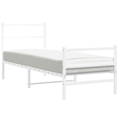 METALOWA RAMA ŁÓŻKA Z WEZGŁOWIEM I ZANÓŻKIEM, BIAŁA 80X200CM