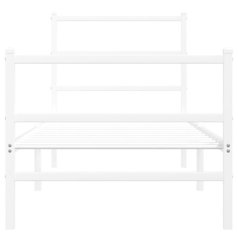 METALOWA RAMA ŁÓŻKA Z WEZGŁOWIEM I ZANÓŻKIEM, BIAŁA 80X200CM