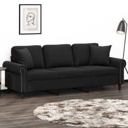 3-OSOBOWA SOFA Z PODUSZKAMI CZARNA 180CM AKSAMIT
