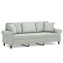 3-OSOBOWA SOFA Z PODUSZKAMI JASNOSZARA 180CM AKSAMIT