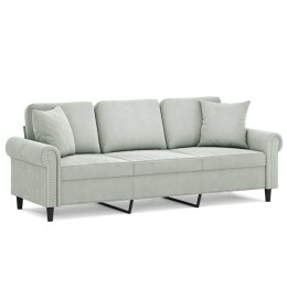 3-OSOBOWA SOFA Z PODUSZKAMI JASNOSZARA 180CM AKSAMIT