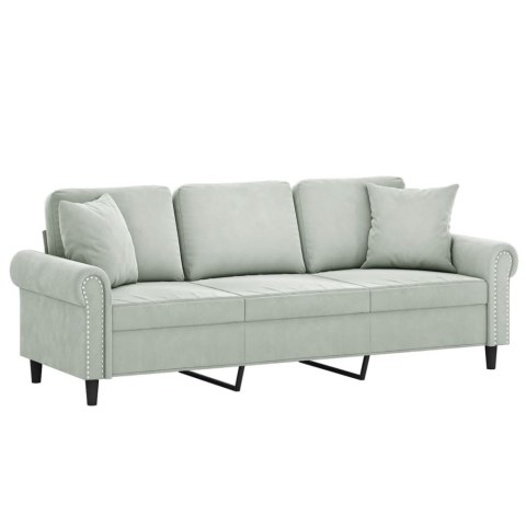 3-OSOBOWA SOFA Z PODUSZKAMI JASNOSZARA 180CM AKSAMIT