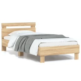 RAMA ŁÓŻKA Z WEZGŁOWIEM I LED DĄB SONOMA 90X190CM