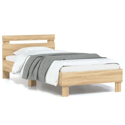 RAMA ŁÓŻKA Z WEZGŁOWIEM I LED DĄB SONOMA 90X190CM