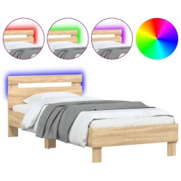 RAMA ŁÓŻKA Z WEZGŁOWIEM I LED DĄB SONOMA 90X190CM