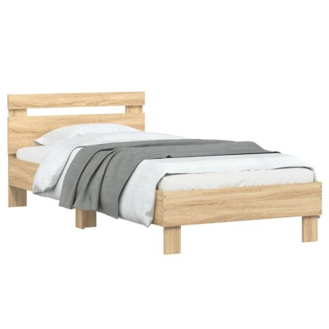RAMA ŁÓŻKA Z WEZGŁOWIEM I LED DĄB SONOMA 90X190CM