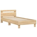 RAMA ŁÓŻKA Z WEZGŁOWIEM I LED DĄB SONOMA 90X190CM