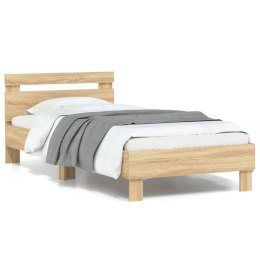 RAMA ŁÓŻKA Z WEZGŁOWIEM I LED DĄB SONOMA 90X200CM