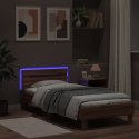 RAMA ŁÓŻKA Z WEZGŁOWIEM I LED, BRĄZOWY DĄB, 90X190 CM