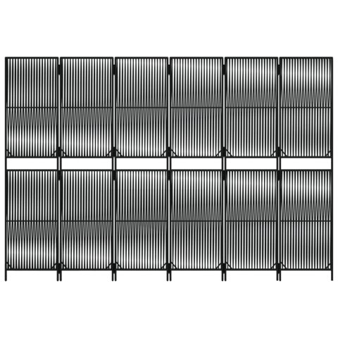 PARAWAN POKOJOWY PRZEGRODA ŚCIANKA DEKORACYJNA 6PANELOWY CZARNY POLIRATTAN