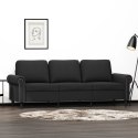 SOFA 3-OSOBOWA CZARNY 180CM TAPICEROWANA AKSAMITEM