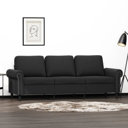 SOFA 3-OSOBOWA CZARNY 180CM TAPICEROWANA AKSAMITEM