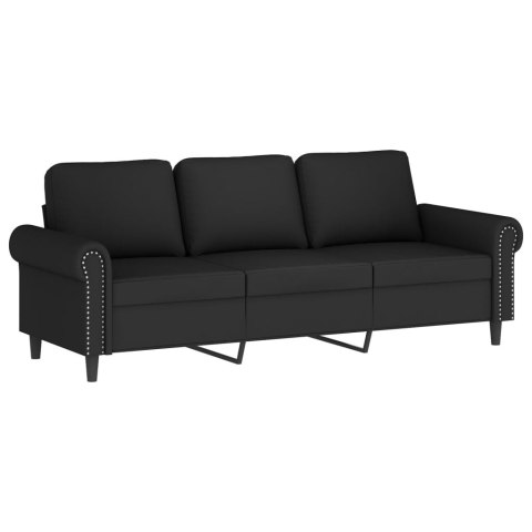 SOFA 3-OSOBOWA CZARNY 180CM TAPICEROWANA AKSAMITEM