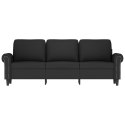 SOFA 3-OSOBOWA CZARNY 180CM TAPICEROWANA AKSAMITEM