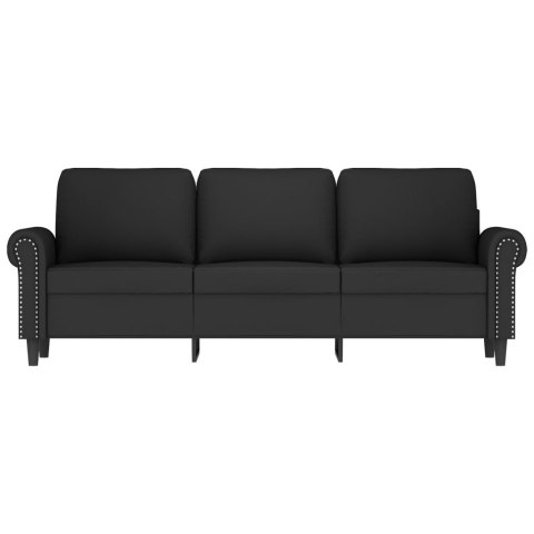 SOFA 3-OSOBOWA CZARNY 180CM TAPICEROWANA AKSAMITEM