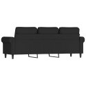 SOFA 3-OSOBOWA CZARNY 180CM TAPICEROWANA AKSAMITEM