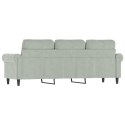 SOFA 3-OSOBOWA JASNOSZARA 180CM TAPICEROWANA AKSAMITEM