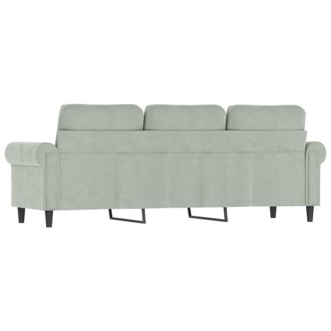 SOFA 3-OSOBOWA JASNOSZARA 180CM TAPICEROWANA AKSAMITEM