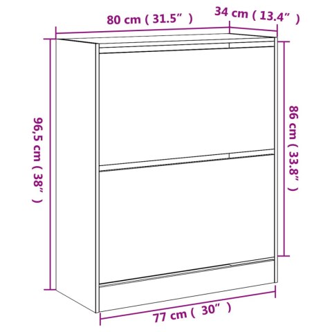 SZAFKA NA BUTY BIAŁA 80X34X96,5CM