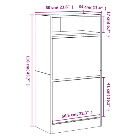 SZAFKA NA BUTY DĄB SONOMA 60X34X116CM