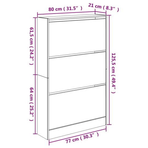 SZAFKA NA BUTY BIAŁA 80X21X125,5CM