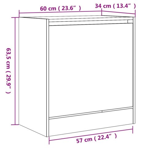 SZAFKA NA BUTY, BIAŁA, 60X34X63,5 CM, MATERIAŁ DREWNOPOCHODNY