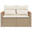 SOFA OGRODOWA Z PODUSZKAMI 2-OSOBOWA BEŻOWA POLIRATTAN
