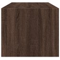STOLIK KAWOWY SZKLANE DRZWICZKI BRĄZOWY DĄB 102X50X42CM