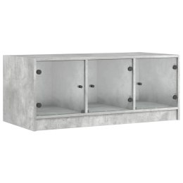 STOLIK KAWOWY SZKLANE DRZWICZKI SZAROŚĆ BETONU 102X50X42CM