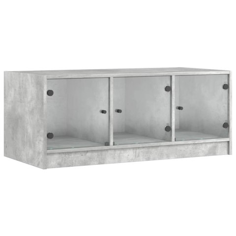STOLIK KAWOWY SZKLANE DRZWICZKI SZAROŚĆ BETONU 102X50X42CM