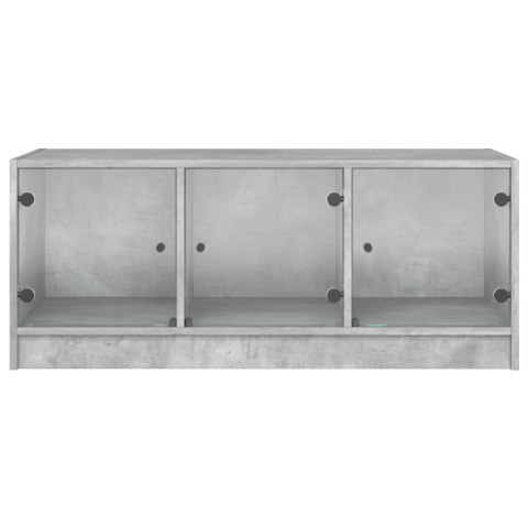 STOLIK KAWOWY SZKLANE DRZWICZKI SZAROŚĆ BETONU 102X50X42CM