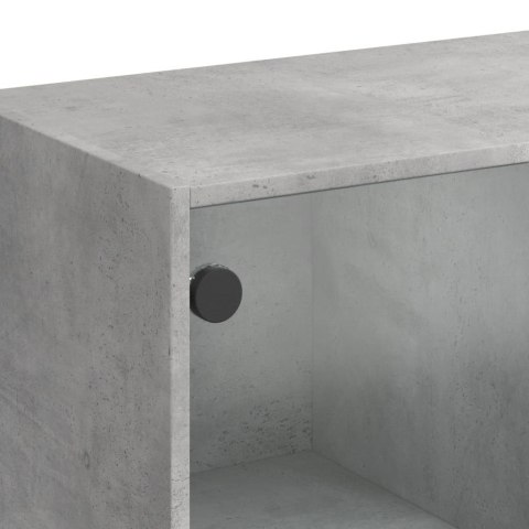 STOLIK KAWOWY SZKLANE DRZWICZKI SZAROŚĆ BETONU 102X50X42CM