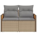 SOFA OGRODOWA Z PODUSZKAMI 2-OSOBOWA BEŻ POLIRATTAN