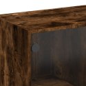 STOLIK KAWOWY SZKLANE DRZWICZKI PRZYDYMIONY DĄB 102X50X42CM