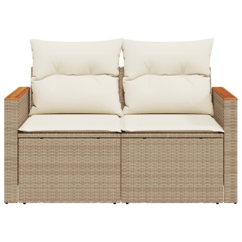 SOFA OGRODOWA Z PODUSZKAMI 2-OSOBOWA BEŻ POLIRATTAN