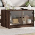 STOLIK KAWOWY SZKLANE DRZWICZKI BRĄZOWY DĄB 68X50X42CM
