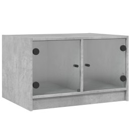 STOLIK KAWOWY SZKLANE DRZWICZKI SZAROŚĆ BETONU 68X50X42CM