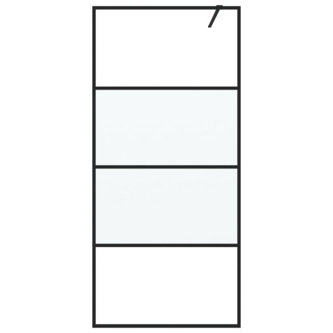 ŚCIANKA PRYSZNICOWA CZARNA 90X195CM PÓŁMROŻONE SZKŁO ESG