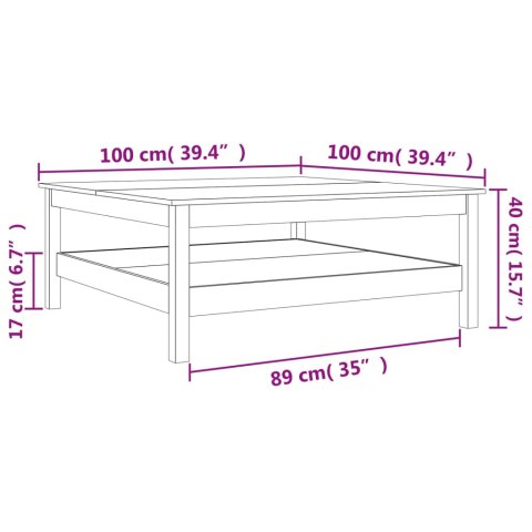 STOLIK KAWOWY WOSKOWY BRĄZ 100X100X40CM LITE DREWNO SOSNOWE