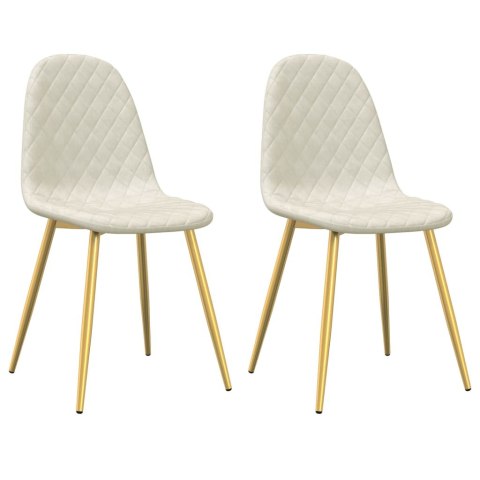 KRZESŁA STOŁOWE 2 SZT. KREMOWE OBITE AKSAMITEM