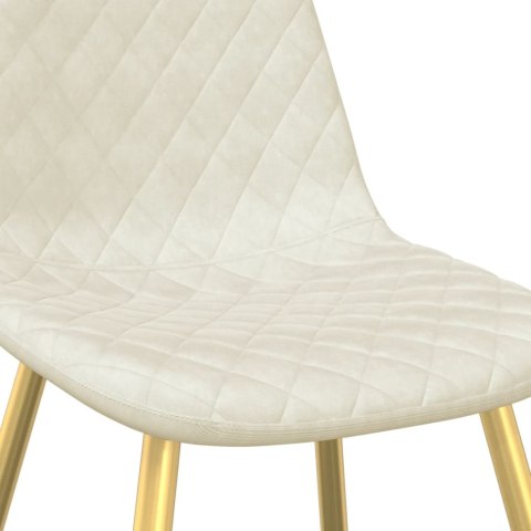 KRZESŁA STOŁOWE 2 SZT. KREMOWE OBITE AKSAMITEM