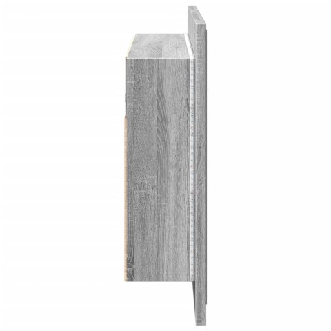 SZAFKA ŁAZIENKOWA Z LUSTREM I LED SZARY DĄB 80X12X45CM AKRYL
