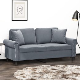 2-OSOBOWA SOFA Z PODUSZKAMI CIEMNOSZARA 140CM AKSAMIT