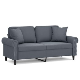 2-OSOBOWA SOFA Z PODUSZKAMI CIEMNOSZARA 140CM AKSAMIT
