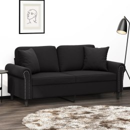2-OSOBOWA SOFA Z PODUSZKAMI CZARNA 140CM AKSAMIT