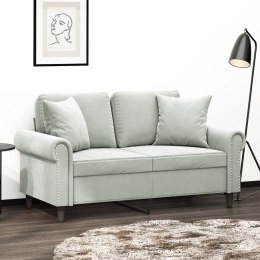 2-OSOBOWA SOFA Z PODUSZKAMI JASNOSZARA 120CM AKSAMIT