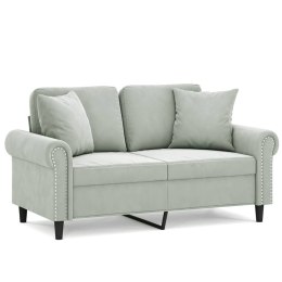 2-OSOBOWA SOFA Z PODUSZKAMI JASNOSZARA 120CM AKSAMIT