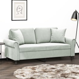 2-OSOBOWA SOFA Z PODUSZKAMI JASNOSZARA 140CM AKSAMIT