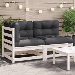 SOFA OGRODOWA Z PODUSZKAMI 2-OSOBOWA BIAŁA DREWNO SOSNOWE