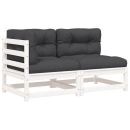 SOFA OGRODOWA Z PODUSZKAMI 2-OSOBOWA BIAŁA DREWNO SOSNOWE